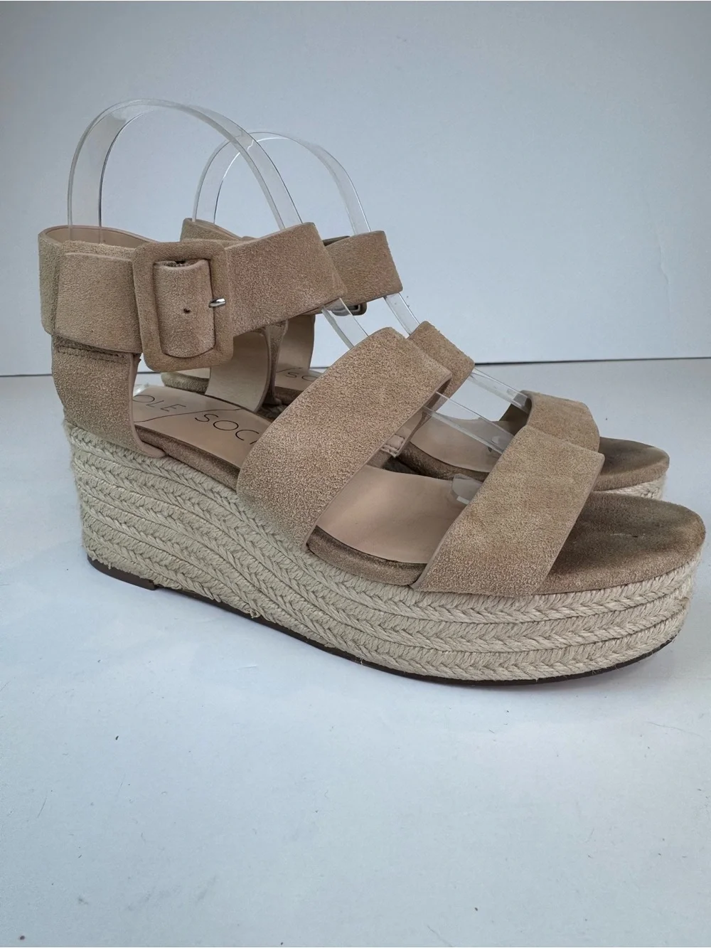 Sole Society Anisa Suede Wedge Espadrille Sandals ankle Size 8